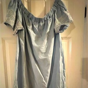 Off shoulder lightweight denim dress